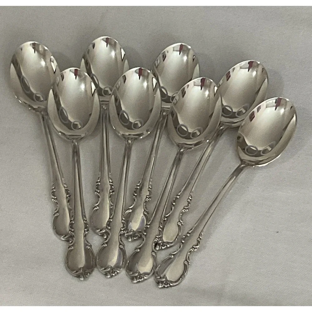 1847 Rogers Bros Teaspoons SI Silverplate Reflection Spoons Lot of 8 Vintage